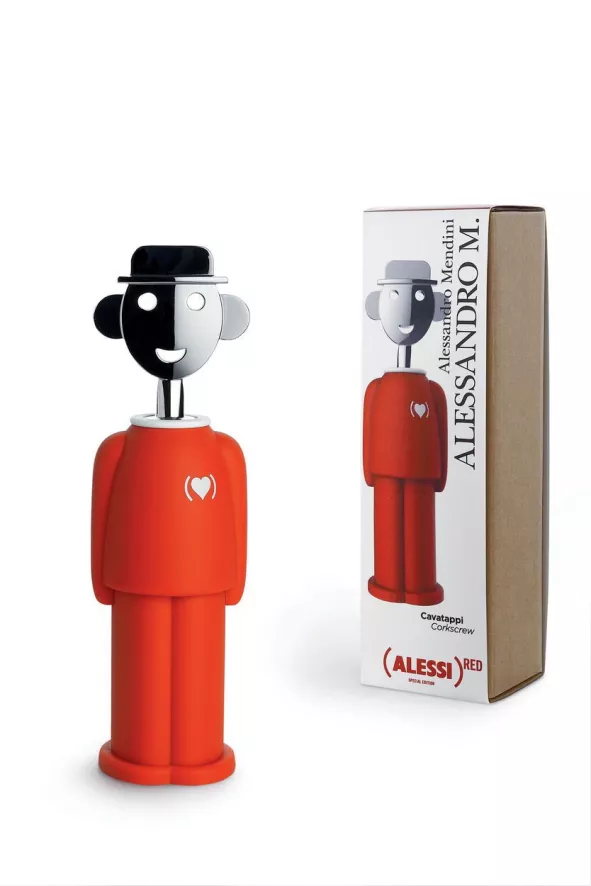 Alessi Alessandro Kurkentrekker Rood 5 Alessi Alessandro Kurkentrekker Rood - Afbeelding 3