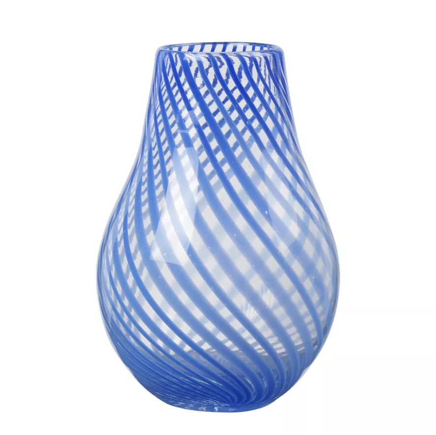 Broste Copenhagen Ada Crossstripe Vaas Ø15 Intense Blue 3 Broste Copenhagen Ada Crossstripe Vaas Ø15 Intense Blue
