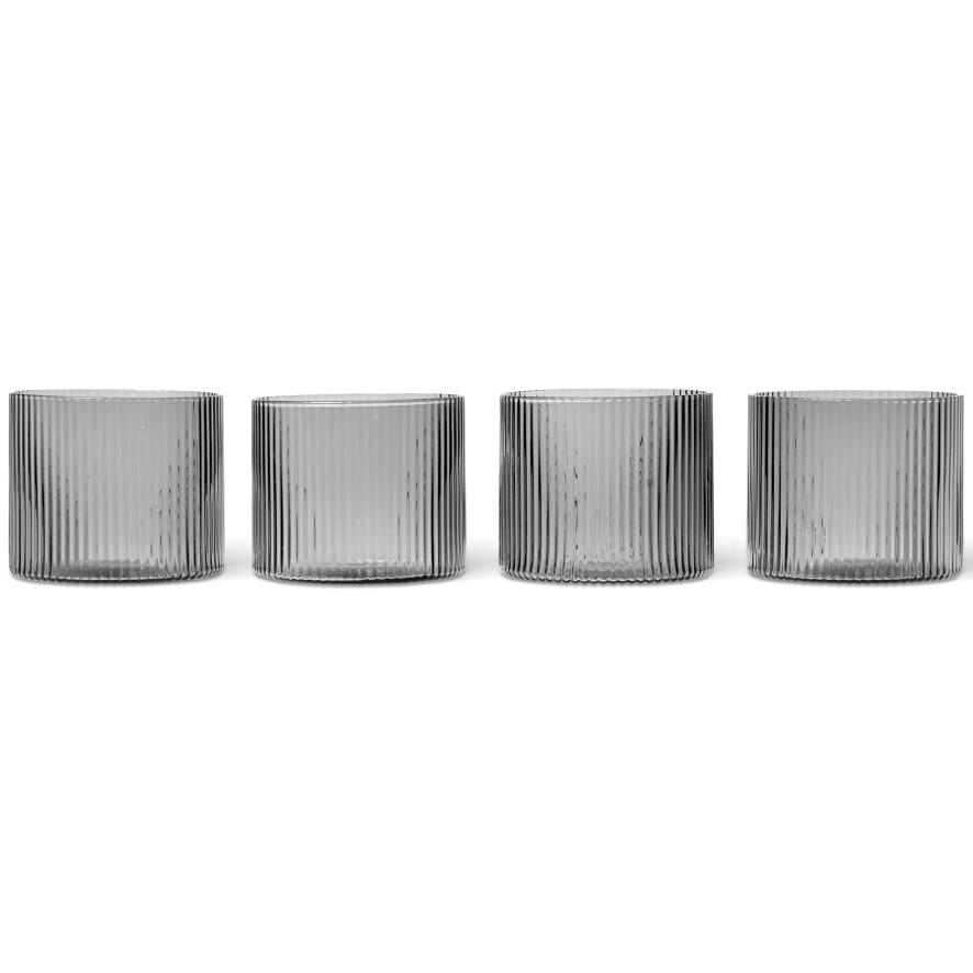 Ferm Living Ripple Low Glazen Set Van 4 Transparant 4 Ferm Living Ripple Low Glazen Set Van 4 Transparant - Afbeelding 2