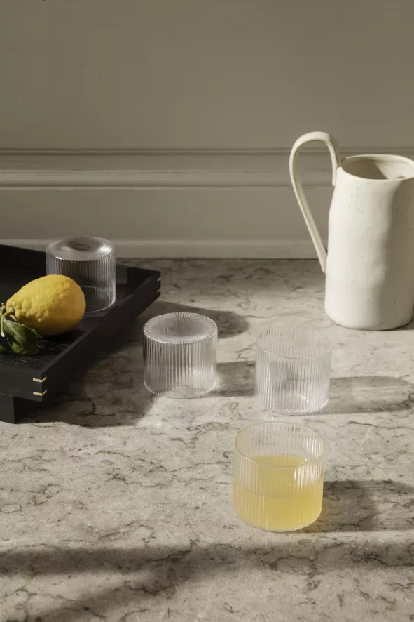 Ferm Living Ripple Low Glazen Set Van 4 Transparant 9 Ferm Living Ripple Low Glazen Set Van 4 Transparant - Afbeelding 7