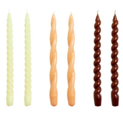 Hay Candle Long Mix Kaarsen Set Van 6 Citrus, Dark Peach, Brown