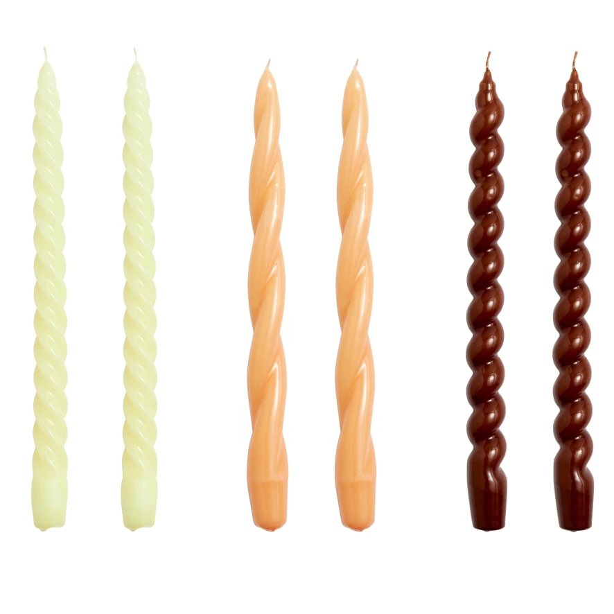 Hay Candle Long Mix Kaarsen Set Van 6 Citrus, Dark Peach, Brown 3 Hay Candle Long Mix Kaarsen Set Van 6 Citrus, Dark Peach, Brown