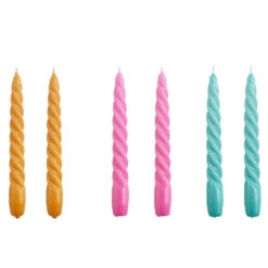 Hay Candle Twist Kaarsen Set Van 6 Tangerine/ Dark Pink/ Aqua