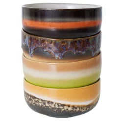 HKliving 70's Ceramic Dessert Schaal Set Van 4 Humus