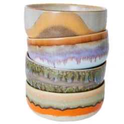 HKliving 70's Ceramic Dessert Schaal Set Van 4 Reef