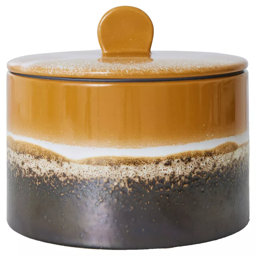 HKliving 70's Ceramic Koektrommel Voorraadpot Cookie Jar Fire 3 HKliving 70's Ceramic Koektrommel Voorraadpot Cookie Jar Fire