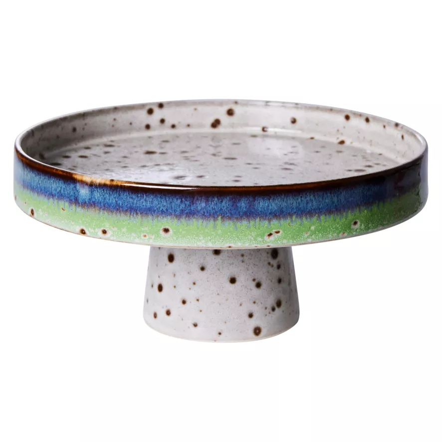 HKliving 70's Ceramic Schaal Op Voet Ø21 3 HKliving 70's Ceramic Schaal Op Voet Ø21