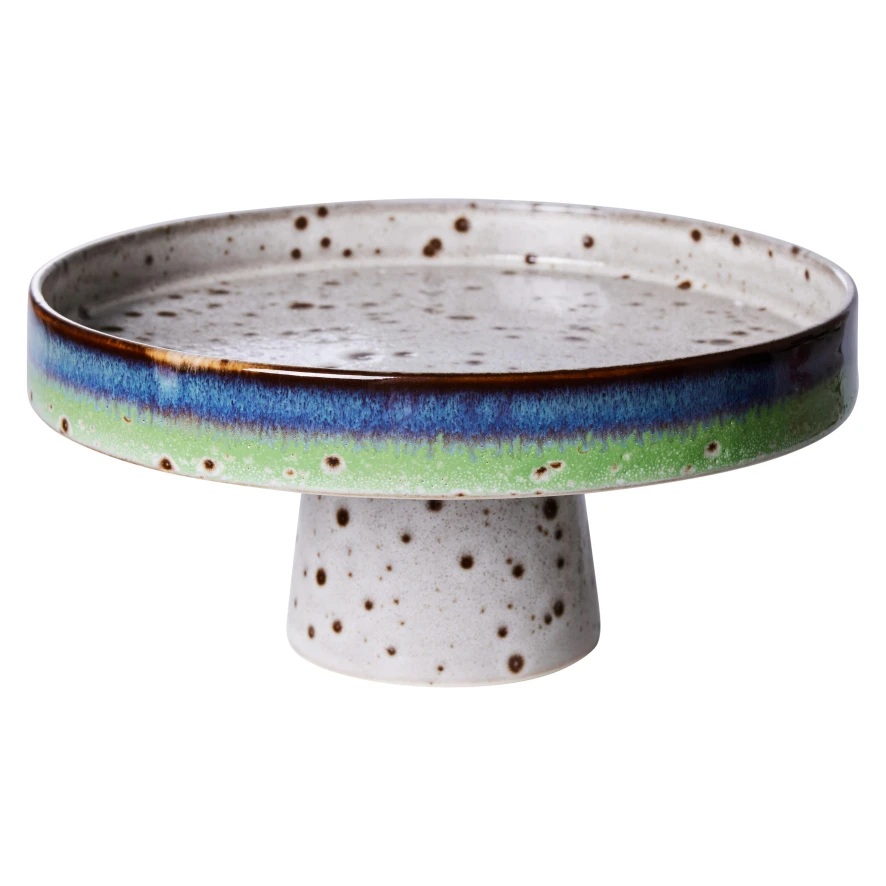 HKliving 70's Ceramic Schaal Op Voet Ø21 4 HKliving 70's Ceramic Schaal Op Voet Ø21 - Afbeelding 2