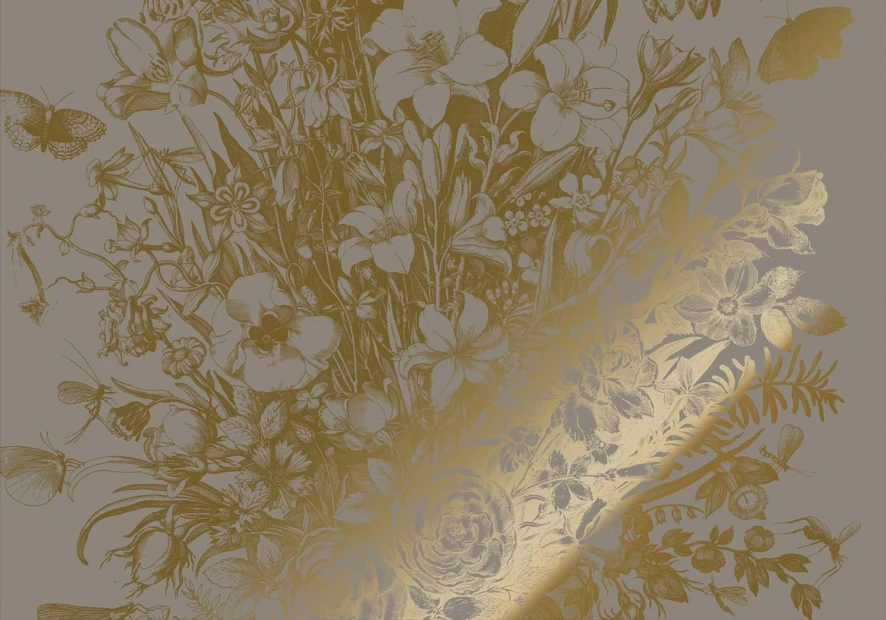 KEK Amsterdam Engraved Flowers 10 Gold Metallic Behang 4 Banen 8 KEK Amsterdam Engraved Flowers 10 Gold Metallic Behang 4 Banen - Afbeelding 6