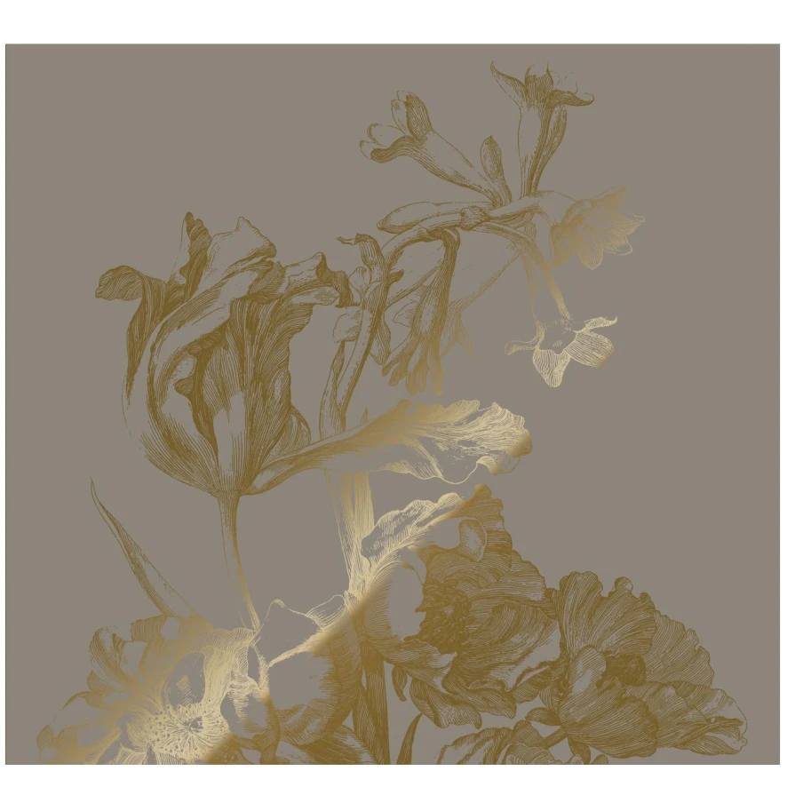 KEK Amsterdam Engraved Flowers 6 Gold Metallic Behang 4 Banen 4 KEK Amsterdam Engraved Flowers 6 Gold Metallic Behang 4 Banen - Afbeelding 2