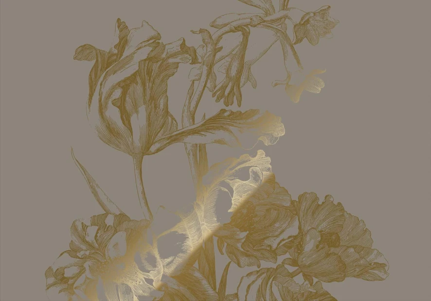 KEK Amsterdam Engraved Flowers 6 Gold Metallic Behang 4 Banen 8 KEK Amsterdam Engraved Flowers 6 Gold Metallic Behang 4 Banen - Afbeelding 6