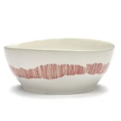 Serax Feast By Ottolenghi Kom Ø18 White Swirl Stripes Red